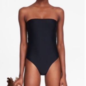 black zara one piece swimsuit